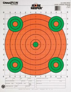 Champion Scorekeeper Targets Fluorescent Orange & Green Bull - 100 yd. Rifle Sight-In 12/Pack
