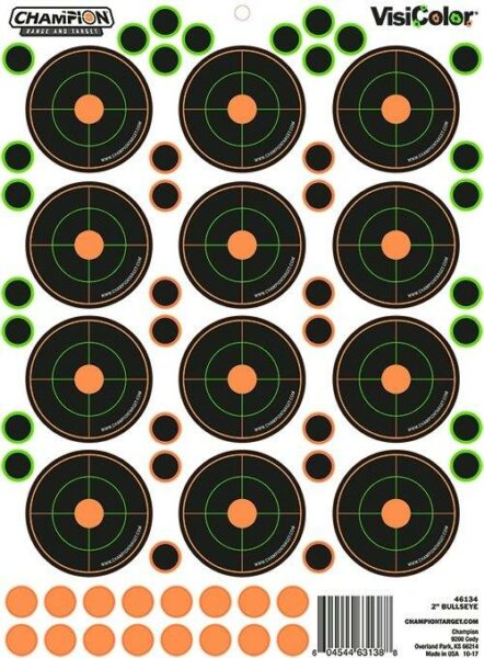 Sheet of bullseye target stickers.