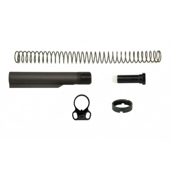 Rifle buffer tube assembly components layout