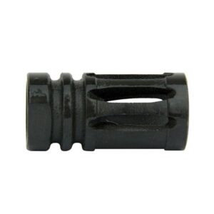 Black cylindrical flash suppressor for firearms