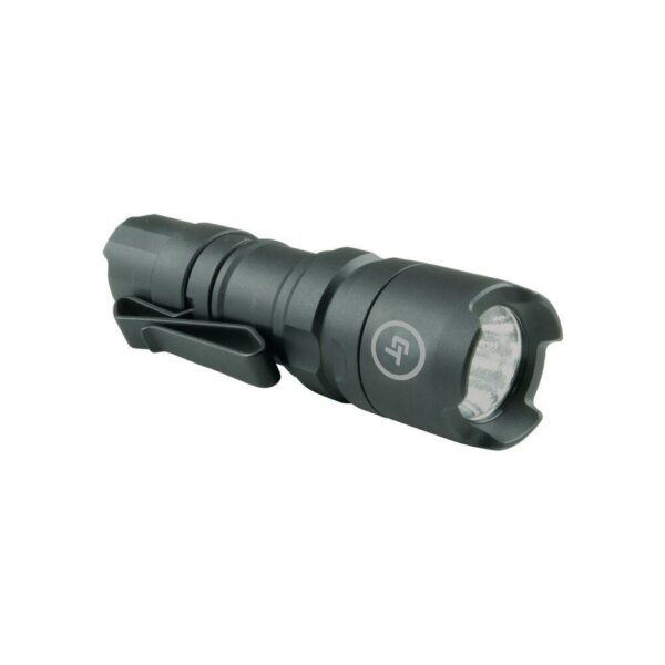 Black LED tactical flashlight with clip