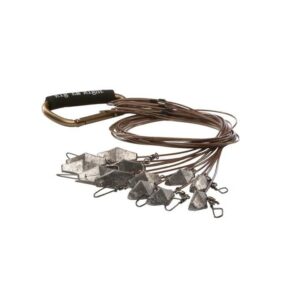 Fishing line with weights and carabiner