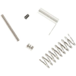 Various metal springs on white background