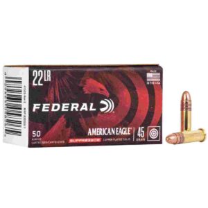 Federal .22LR ammunition box with bullets