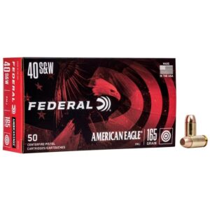 American Eagle .40 S&W ammunition box and bullets.