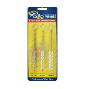 Three-piece wire-twist gun cleaning brush set.