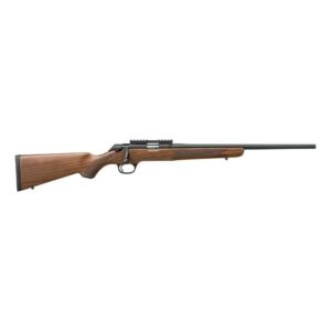 Bolt-action hunting rifle with wooden stock.