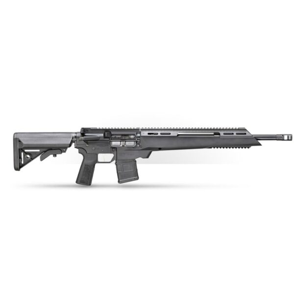 Modern semi-automatic rifle on white background