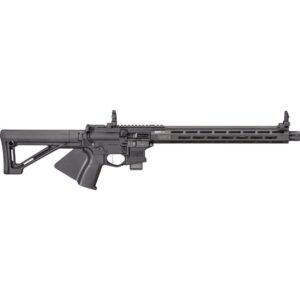 Black rifle with pistol grip and adjustable stock
