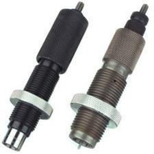 Two metallic reloading dies with threaded bodies
