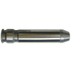 Metal bullet-shaped cylinder, reflective and smooth.