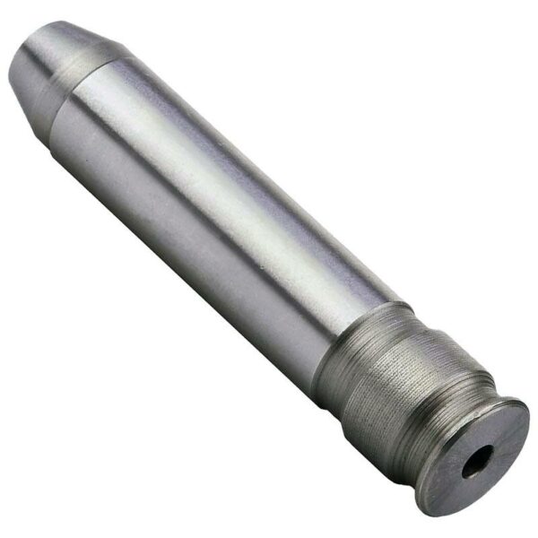 Silver metal cylindrical tool on white background.