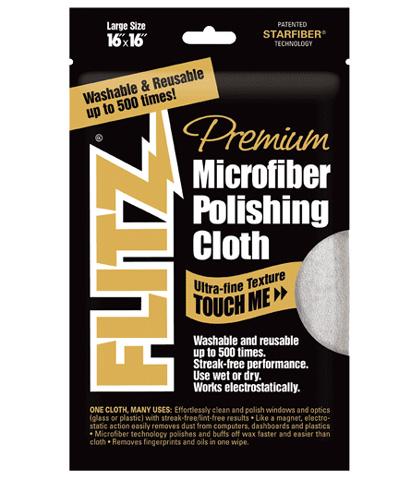 Flitz microfiber polishing cloth packaging.
