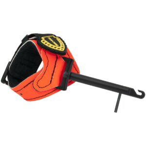 Orange archery release aid with wrist strap
