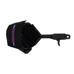 Archery release aid with adjustable wrist strap.