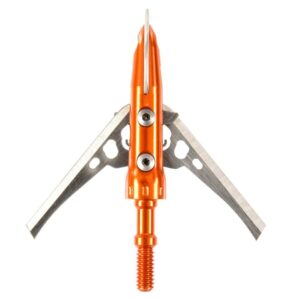 Orange broadhead arrow with open blades.