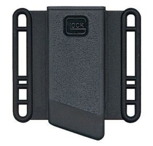 Black pistol holster with belt loops