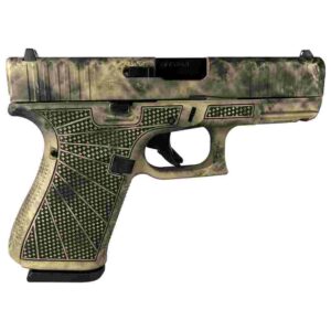 Camo-patterned handgun side view