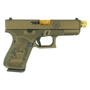Custom engraved handgun with gold accents