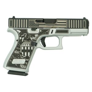 Customized gun with American flag design.