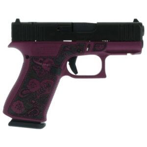 Purple handgun with floral engravings