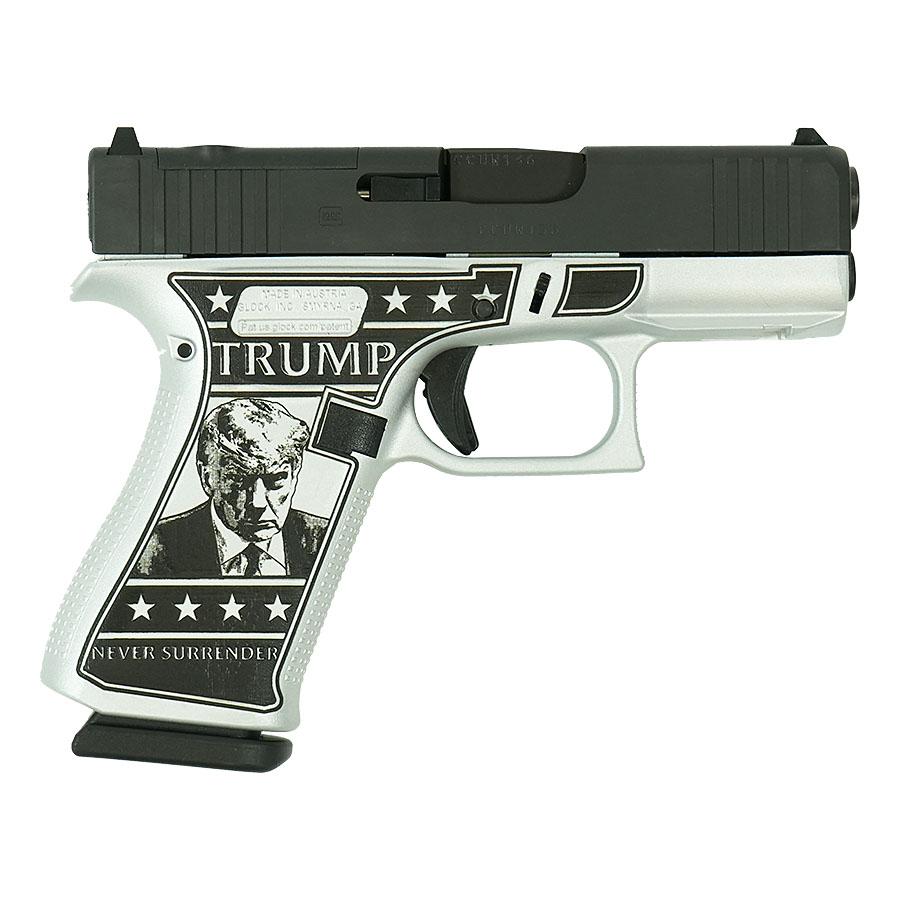 Pistol with detailed custom artwork design.
