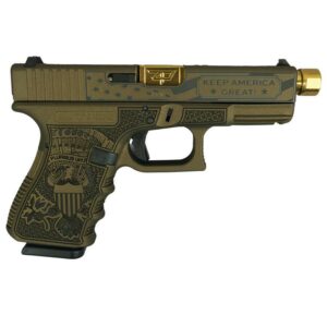 Decorative handgun with patriotic engravings