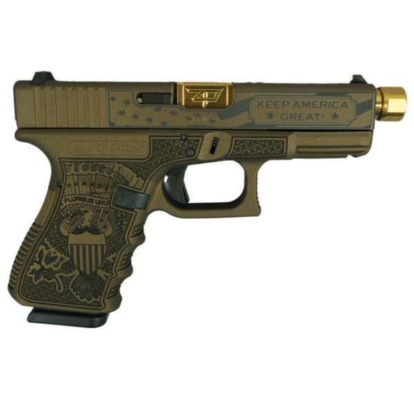 Decorative handgun with patriotic engravings