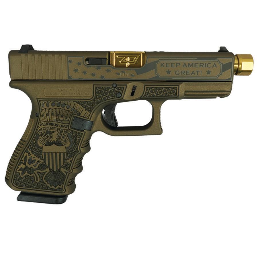 Decorative handgun with patriotic engravings