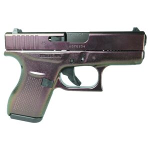 Purple handgun side view with safety features