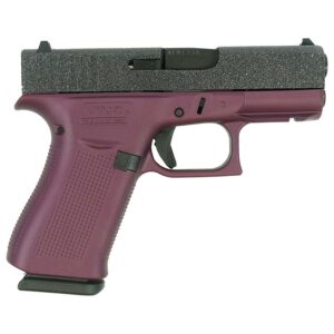 Purple handgun with textured grip and slide.
