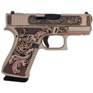 Engraved pistol with floral design.