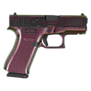 Side view of a handgun on white background.