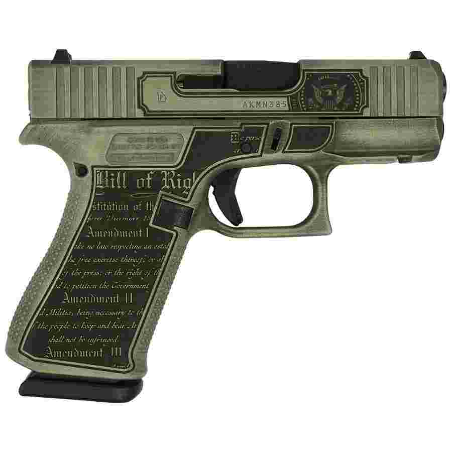 Decorative handgun with Bill of Rights engraving.