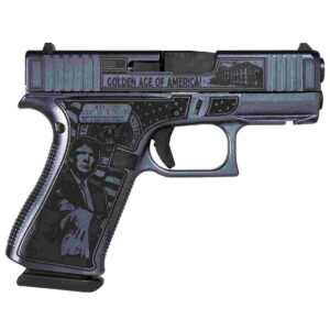 Decorative handgun with patriotic engravings.