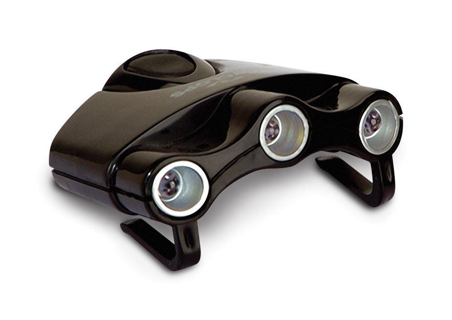 Black LED headlamp with three lights