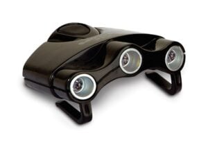 Black three-LED clip-on flashlight