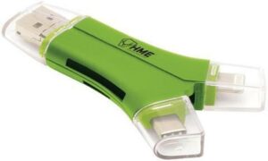 Green multi-connector USB flash drive