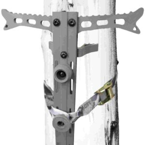 Tree climbing aid with metal spikes and strap