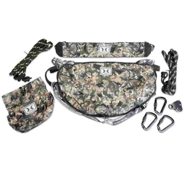 Hunting climbing gear set with camouflage design.