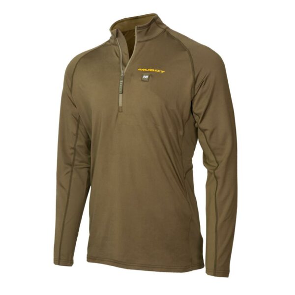 Brown long-sleeve outdoor shirt with quarter zip.
