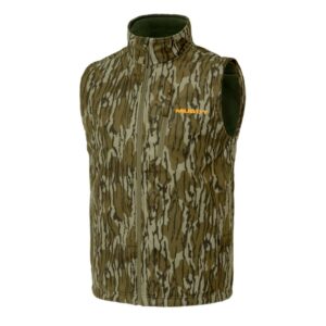 Camo pattern vest with high collar.