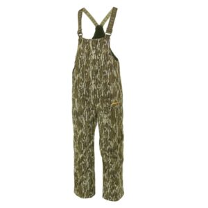 Camouflage overalls with green and brown pattern.