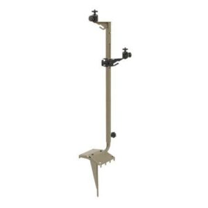 Adjustable outdoor tripod mount for cameras and devices.