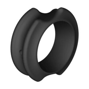 Black silicone tunnel plug for ear stretching.