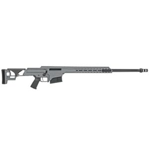 Long-range precision rifle with adjustable stock.
