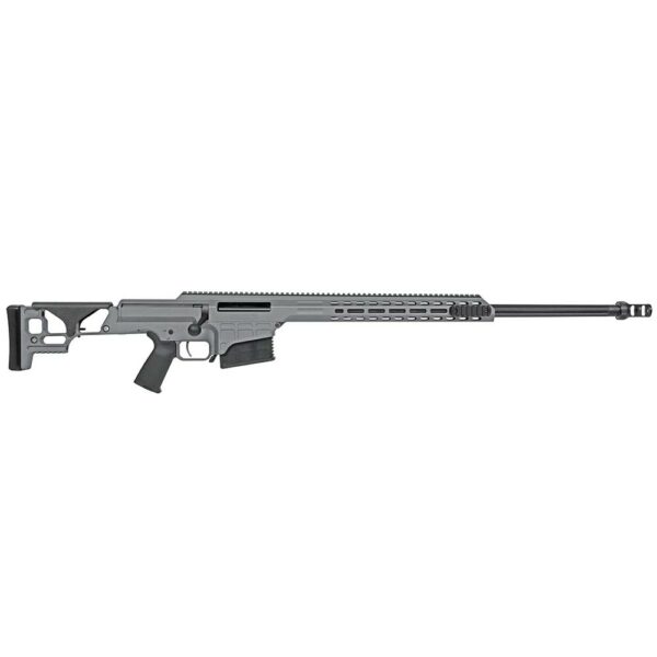 Long-range precision rifle with adjustable stock.