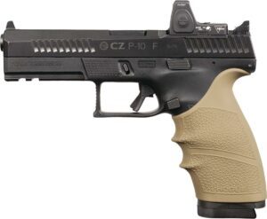 CZ P-10 F pistol with tan grip