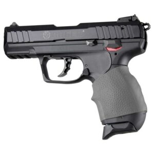 Black Ruger handgun with textured grip.