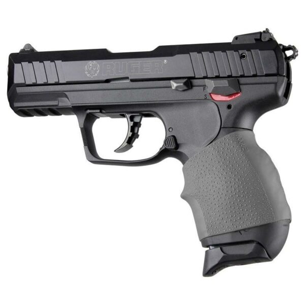 Black Ruger handgun with textured grip.